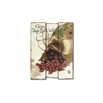 Melrose 21" Ivory and Brown "Good Days Start With Coffee" Coffee Bean Wall Plaque