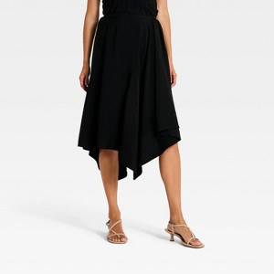 Women's Asymmetrical Hem Midi Skirt - A New Day™ Black M : Target