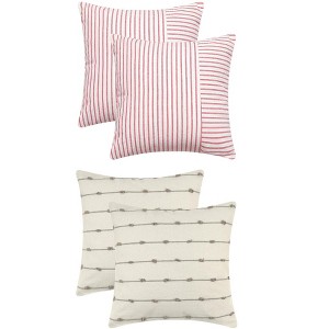REGALWOVEN 4 Pcs Modern Farmhouse Decorative Striped Throw Pillow Covers Square 18" x 18" - 1 of 4