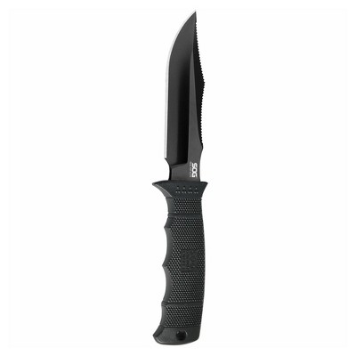 SOG E37SN-CP Seal Pup Elite 4.85 Inch Stainless Steel Survival Tactical Combat Knife w/ Straight Edge Blade, GRN Handle, and Kydex Sheath, Black TiNi
