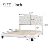 Platform Bed Frame,Beige Upholstered Linen Fabric Platform Wooden Bed Frame With Saddle Curved Headboard And Diamond Tufted Details-Cuddlewood - 4 of 4