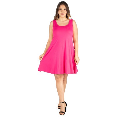 24seven Comfort Apparel Women's Plus Fit And Flare Tank Dress-pink-3x ...