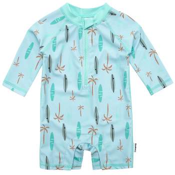 Gerber Baby and Toddler Boys' Long Sleeved Rashguard One Piece Swimsuit