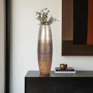 Modern Glam Glass Vase - Handcrafted Glass & Iron - Elegant Home & Office Decor - Perfect for Living Room, Bedroom, and Foyer - 1 of 4