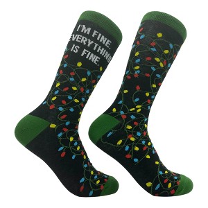 Crazy Dog T-Shirts Women's Im Fine Everything Is Fine Socks Funny Sarcastic Christmas Graphic Novelty Footwear For Ladies - 1 of 4