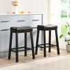 eHemco Heavy-Duty Padded Faux Leather Saddle Seat Metal Kitchen Bar Stools, Set of 2, 29 Inches - 2 of 4