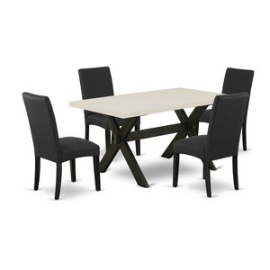 HomeStock 5-Piece Natural Oak Finish Solid Wood Top Dining table with 4 Chairs - 1 of 4