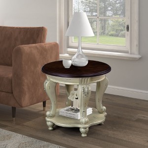 NicBex  2-Tier Solid Wood Coffee Table with Open Storage Shelf,Retro Oval Tea Table,Center Table for Living Room - 1 of 4