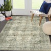 Machine Washable Faux Wool Vintage Floral Printed Area Rug Ultra Thin Low Pile Non Slip Non Shedding Indoor Carpet - 2 of 4
