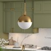 Hudson and Canal 8" Wide Small Pendant with Glass Shade Brass/White Milk: UL Listed, Adjustable Height, E26 Socket - 2 of 4