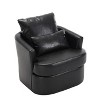 CAVINAS Modern Swivel Lounge Chair, Ergonomic Round Arm Accent Chair with PU Leather Upholstery, 360-Degree Rotating Base & Dual Pillow Support - 3 of 4