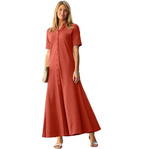 Jessica London Stretch Cotton Button Front Maxi Dress - 1 of 4