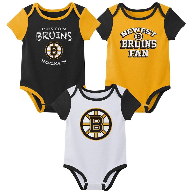 NHL Boston Bruins Infant Boys&#39; 3pk Bodysuit, 1 of 5