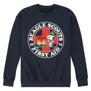 Men's - Peanuts - Snoopy and Woodstock Beagle Scouts First Aid Graphic Fleece Sweatshirt - 1 of 4