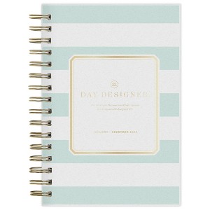 Day Designer 2025 Daily/Monthly Planner 8.15"x6.38" Wirebound Rugby Stripe Mint: Small Day Planner for Adults - 1 of 4