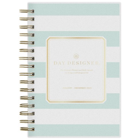 Day Designer 2025 Daily/Monthly Planner 8.15"x6.38" Wirebound Rugby Stripe Mint: Small Day Planner for Adults - image 1 of 4