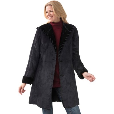 Woman Within Women's Plus Size Faux-Shearling Toggle Coat