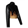 Women's Flame Patterned Leather Jacket Skirt Set - REHAB LAB - 3 of 4