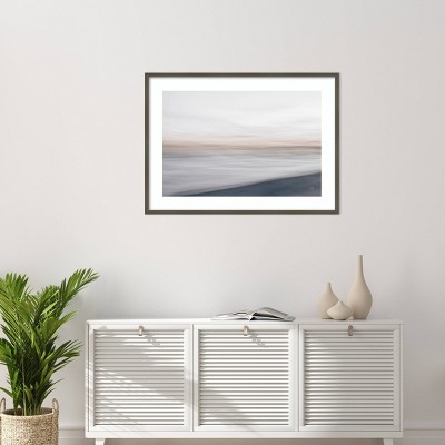 41" x 30" Gray Coastal Waves Framed Wall Art Print