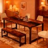 Gulches Industrial Home Series Modern Industrial Warm Wood & Metal Particleboard 60 in Durable Metal Frame Base Dining Table Seats 6-8 - 3 of 4