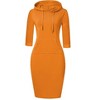 Coolmee Womens 3/4 Sleeve Hoodie Dress Casual Pocket Slim Pullover Knee Length Dress - 3 of 4