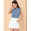 INSPIRE CHIC Women's Ruffled Curved Hem Business Office Vintage Sleeveless Blouse - 2 of 4