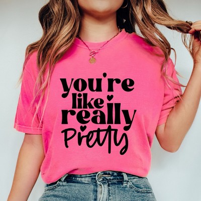 Simply Sage Market You're Like Really Pretty Hearts Garment Dyed Tee - 2XL - Crunchberry