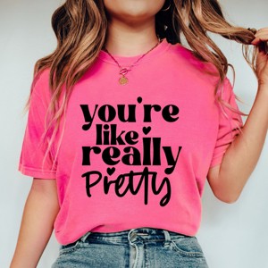 Simply Sage Market You're Like Really Pretty Hearts Garment Dyed Tee - XL - Crunchberry - 1 of 4