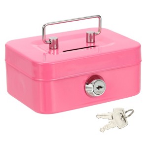 Unique Bargains Mini Safe Box with Metal Key Lock for Cash Watches - 1 of 4