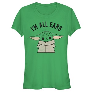Juniors Womens Star Wars The Mandalorian The Child I'm All Ears T-Shirt - 1 of 3