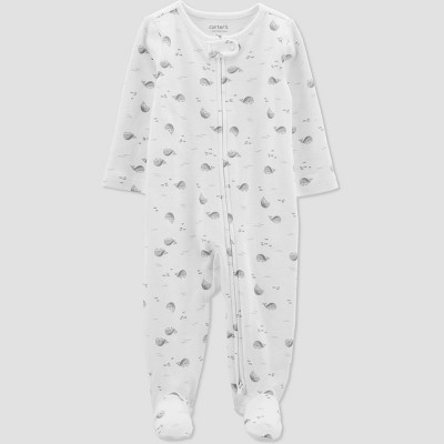 Image of Carter's Just One You®️ Baby Whale Footed Pajama - Gray/White Newborn