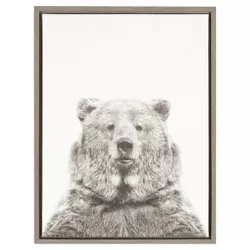 Bear Framed Canvas Art Gray (24"x18") - Uniek