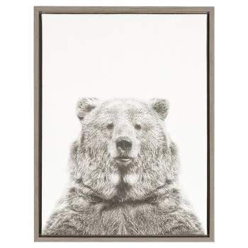 Bear Framed Kids' Canvas Art Gray (24"x18") - Uniek