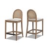 Panama 30.5" Curved Back Cane Rattan Bar Stool, Set of 2 - 2 of 4