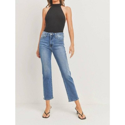 Women's Slim Straight Distressed - JUST BLACK DENIM