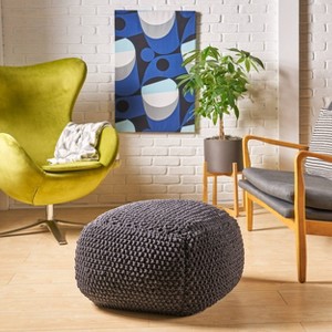 Hollis Knitted Cotton Square Pouf - Christopher Knight Home - 1 of 4