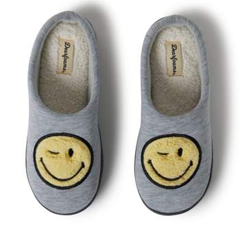Dearfoams Women's Smile Icon Smiley Face Slide Slippers