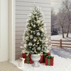 LuxenHome 4.5Ft Pre-Lit Green Artificial Christmas Tree with Light Faux Snow and White Pot - 2 of 4