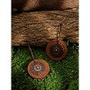 Vintage Boho Multilayered Antique Metal Flower Charm Wooden Disc Dangle Drop Earrings, Bohemian Statement Jewelry Gift for Women - 2 of 4