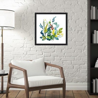Colorful Floral Print on Canvas with Black Frame, 22.56 x 22.56 inches