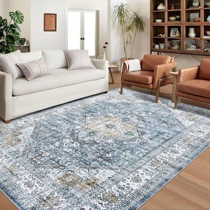 Vintage Hallway Runner Rug, Washable Soft Low-Pile Non-Slip Carpet for Bedroom, Living Room & Kitchen - 1 of 4