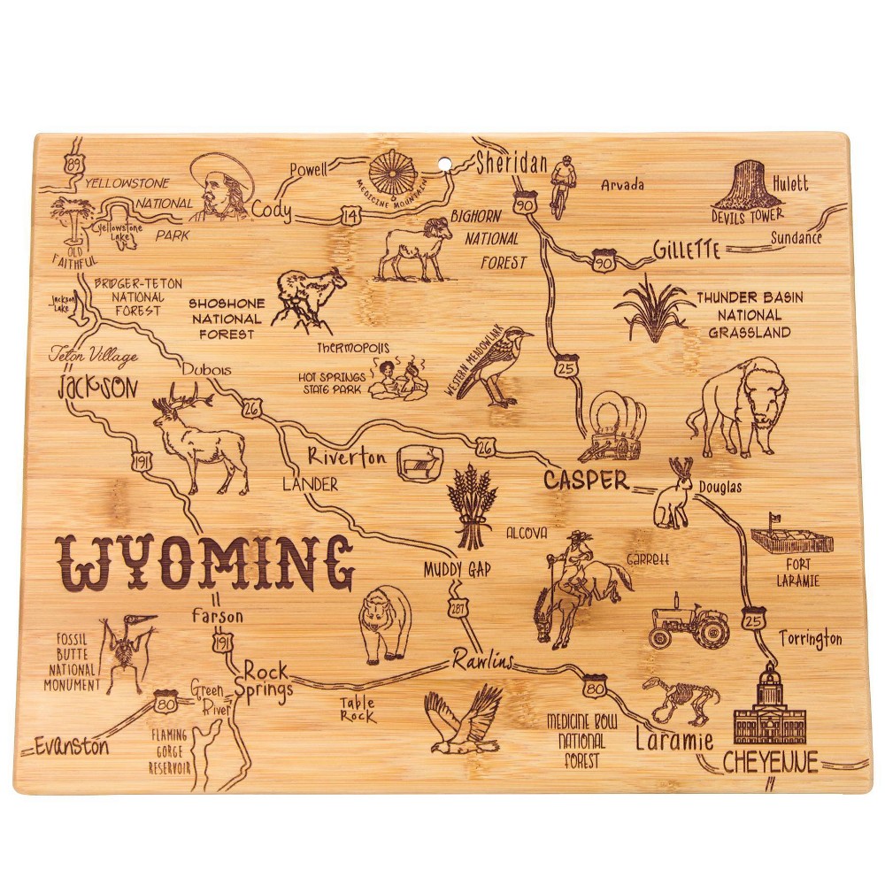 Photos - Chopping Board / Coaster Totally Bamboo Destination Wyoming Serving and Cutting Board: Lightweight Bamboo, Stamped Design, 11"x14.25"