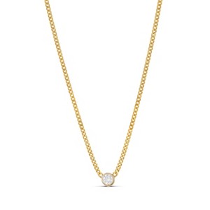 SHYMI Fancy Round Shape Curb Chain Necklace — .925 Sterling Silver, 14k Gold-Plated, Cubic Zirconia, Adjustable Chain - 1 of 1