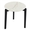 24 Inch Round Coffee Table, Modern And Stylish Small Coffee Table, Imitation Marble Tabletop With Wood Legs - 2 of 3