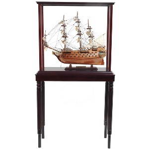 HomeRoots 50" Wood Brown Solid Wood Hand Painted Model Boat Tabletop Sculpture - 1 of 4