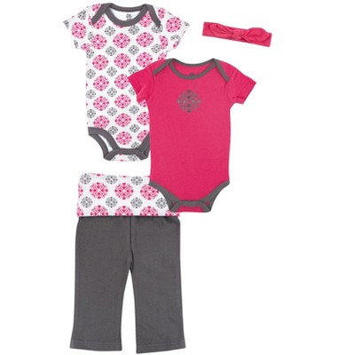 Yoga Sprout Baby Girl Cotton Layette Giftset, Medallion, 0-3 Months