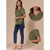 INSPIRE CHIC Women's Summer Casual V Neck Short Sleeve Curved Hem Loose Tunic Tops - 2 of 4