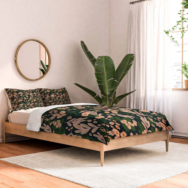 Oris Eddu Poppy Pine Polyester Comforter & Sham Set Black/Blush - Deny Designs, 3 of 6
