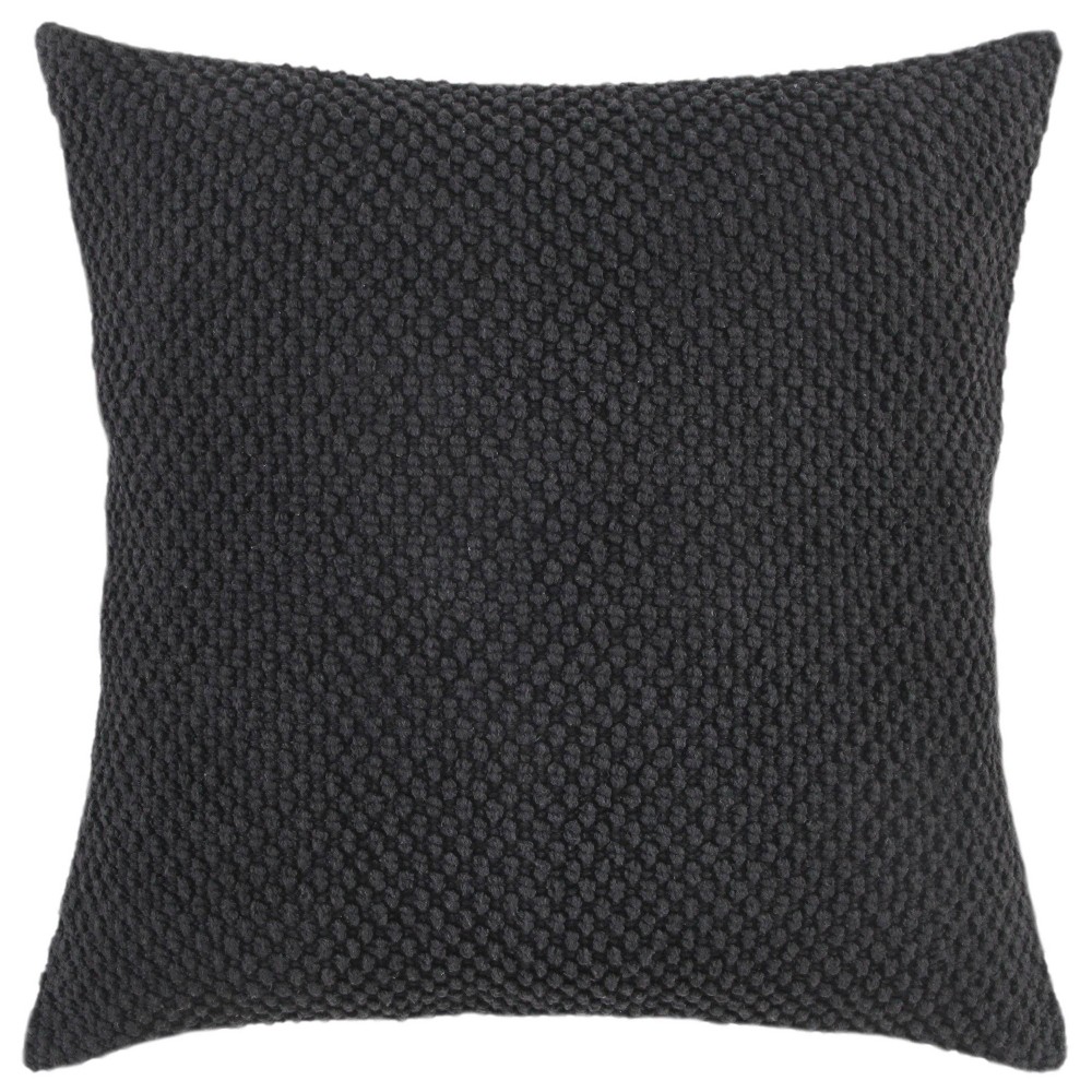 Photos - Pillowcase 20"x20" Oversize Vintage Square Throw Pillow Cover Black - Rizzy Home