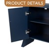 Industrial 4-Door Accent Cabinet with Wooden Arc Legs & Bronze Clasps – Advanced Storage Design, Solid Craftsmanship - Leovsnove - 4 of 4